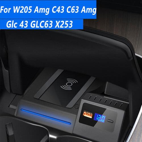 For Mercedes-Benz W205 AMG C43 C63 AMG GLC 43 GLC63 X253 C Class GLC car central control mobile phone wireless charging board
