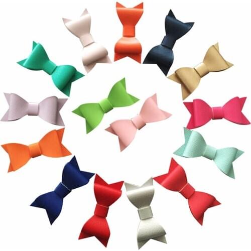 2.8inch Hair Bows Baby Girls Faux Leather Bows Without Clips Fashion Hair Bow 50pcs/lot
