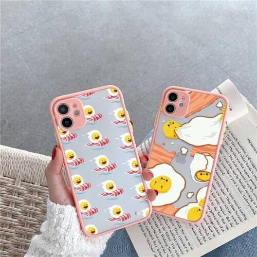 Funny Egg Styles Phone Case For iPhone 12 11 Mini Pro XR XS Max 7 8 Plus X Matte transparent Pink Back Cover