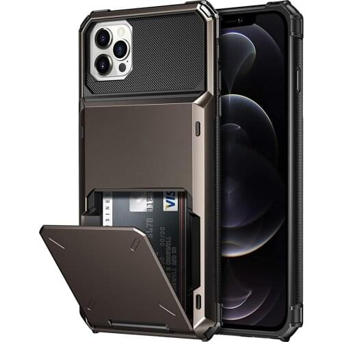 Business Armor Slide Wallet Card Slots Holder Cover for iPhone 12 Mini 12 11 Pro Max 7 8 Plus X XS Max SE 2020 Case Phone Cases