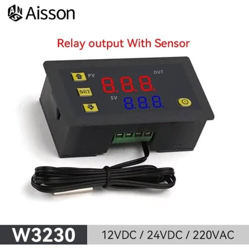 W3230 Digital Mini Temperature Controller Thermostat Relay output 12V 24V 220V Regulator Heating Cooling Control With Sensor