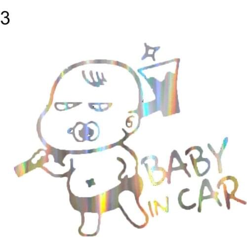 Colorful Laser Baby in Car Body Window Reflective Sticker Warning Sign Decor