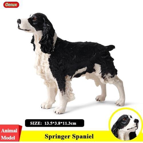 Oenux 13.5x3.8x11.3cm Classic English Springer Spaniel Action Figures Pet Dog Animals Model PVC Educational Lifelike Kids Toy