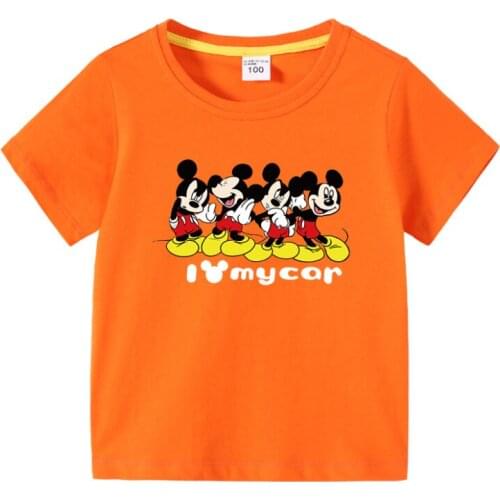 Disney Mickey Mouse T-shirt Summer Kids Boys T Shirt Baby Girls Tees Tops Cartoon Short Sleeve Clothing Childrens Clothes
