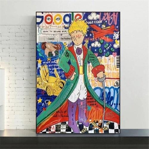 Graffiti Street Art The Little Prince Canvas Poster Wall Art Canvas Painting Decorative Picture for Living Room Decoration