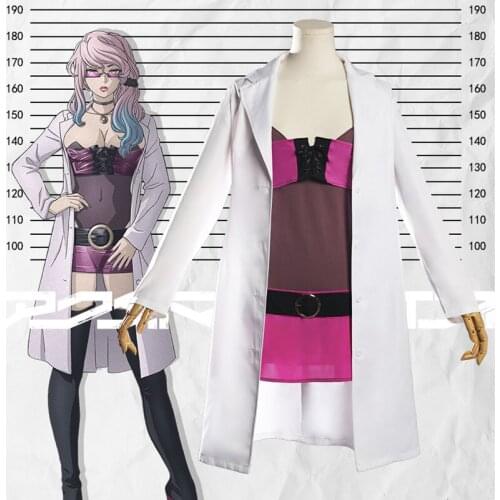 Anime Akudama Drive Doctor Cosplay Costume White Outfits Unifrom for Adult Women Trench Halloween Carnival Costumes Party Suits