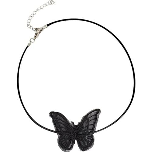 Lace Butterfly Choker Necklace Vintage Short Necklace Choker Collar for Women Clavicle Choker Sweet Butterfly Lace Choker