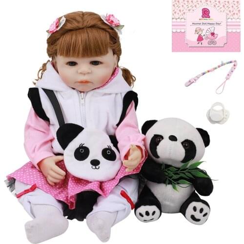 Lovely Bebe Reborn Babies Dolls 18" 48CM Lifelike Full Silicone Body Bedtime Playmate Panda Toy New Fashion Childrens Day Gifts