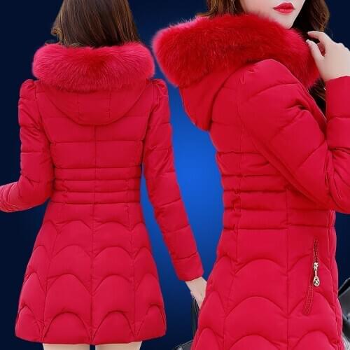 MLCRIYG Fashion Winter Jacket Women Long Slim Parkas Jackets Cotton Padded Warm Coat Female Fur Collar Hooded casacos YQ273