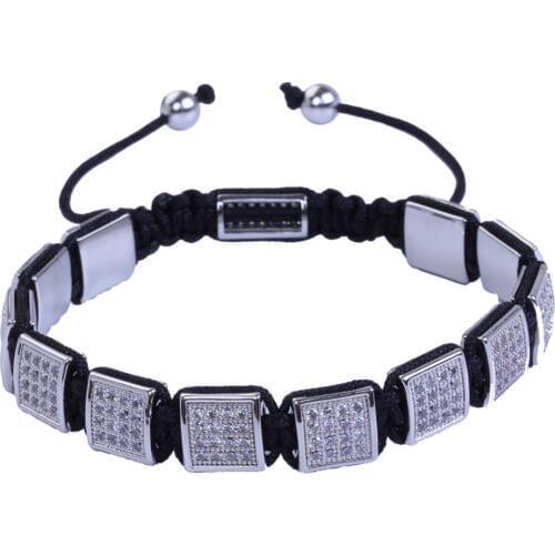 Men New Brand Name Braiding Bracelets Pave Setting White CZ Punk Adjustable Top Quality Bracelets for Women Facebook Hot Sale