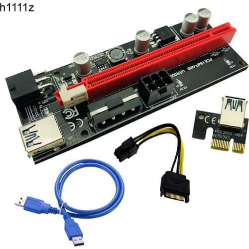 Newest PCI Express PCIE PCI-E 009S Molex 6pin Power Supply Adapter SATA to USB 3.0 Cable 1x to 16X Riser Card for Miner Mining