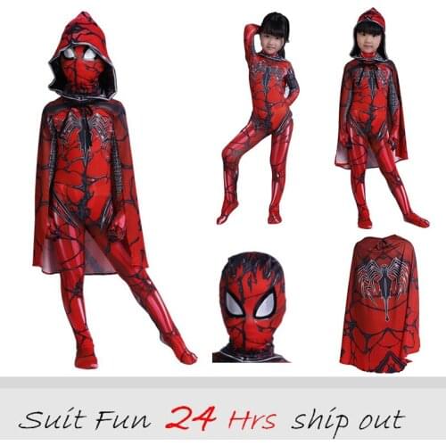 New Women Spider-Gwen Cosplay Costumes Spandex Red Gwen Hoodies with Headgear Costumes Suitable for Halloween 24 Hrs Shipped Out