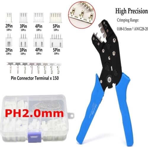 SN-01BM PH2.0 crimping tool with 2 P, 3 P, 4 P 5 P, pin and housing terminal kit. AWG28-20 pliers with terminal connector