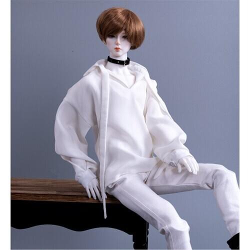BJD doll clothes is suitable for 1/3 1/4 Uncle MSD size loose fashion white shirt V-neck shirt doll accessories