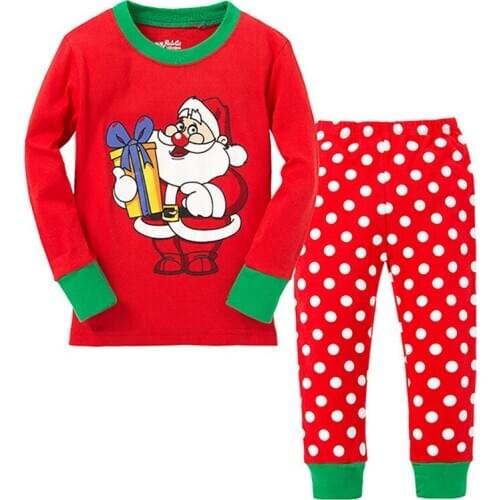 Boys Girls Pajamas Clothes Pajama Christmas Outfit Sets Cotton Homewear Sleepwear Long Sleeve 2 Pcs Costume Nightwear Clothing