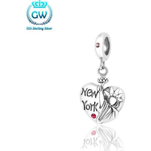 Charms Silver 925 Original 2015 Silver New York Charms Love Heart Shape Brand Jewelry Handmade Friendship Bracelets S260