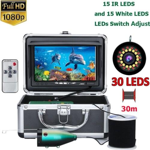 7 inch IPS Fish Finder Underwater Fishing Camera 15pcs White LEDs+15pcs IR LEDS 1080P 15M/30M Camera For Ice Fishing