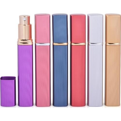 12ML Portable Perfume Bottle Travel Refillable Bottle With Spray Pump Empty Cosmetic Container Rectangular Striped Spray Bottle