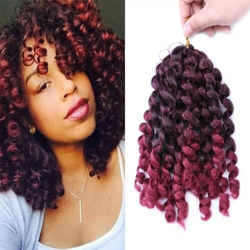 Fluffy Wand Curl Crochet Hair Jamaican Bounce Synthetic Crochet Braiding Hair Extensions 10''22 Strand/lot Ombre Jumpy Wand Curl