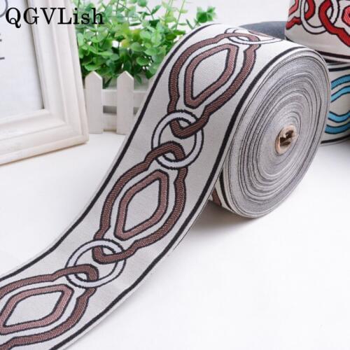 QGVLish 25M/Roll 90mm Wide Jacquard Ribbon Belt DIY Sewing Sofa Costumes Curtain Trims Embroidery Lace Trim Material Home Decor