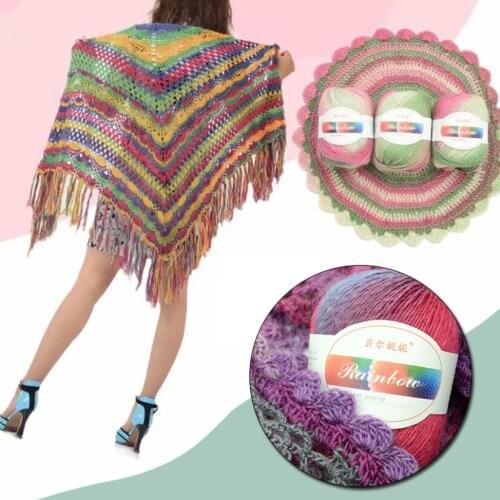 DIY Wool Rainbow Thread Segment dye Crochet Needles Yarns And Wools So Weave for Coat Shawl Yarn Handicraft