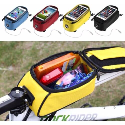 Mountain Bike Front Frame Phone Bag Double Zip Bicycle Storage Bag Waterproof Phone Bags