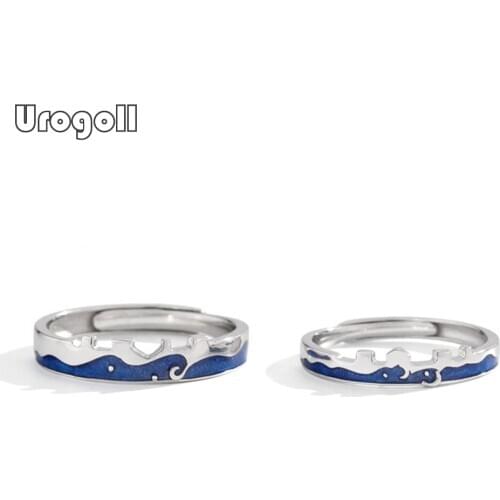 Fine Jewelry Genuine 925 Sterling Silver Rings Gift For Men Women Romantic Wedding Geometric shape Couple Ring Jewelry Gift