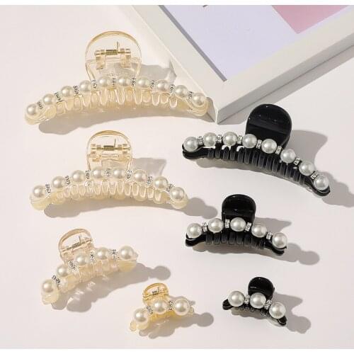 Korea Hair Accessories Champagne Black Pearl Rhinestone Size Hairpin Small Fragrant Wind Plate Hair Clip