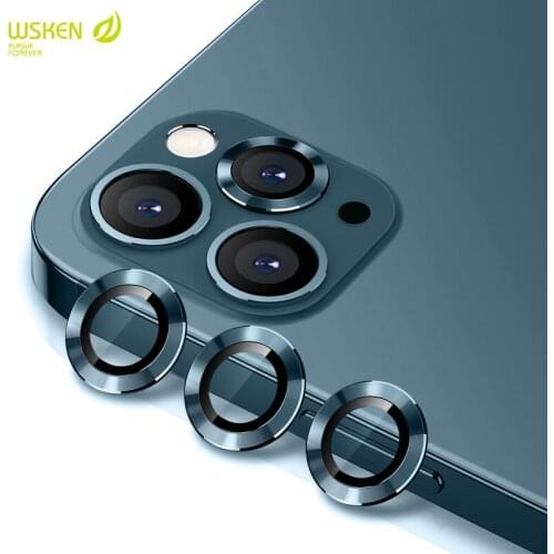 WSKEN Camera Lens Protector for iPhone 12 Pro Max Premium HD Tempered Glass for iPhone 12 Pro Metal Ring Aluminum Alloy Cover