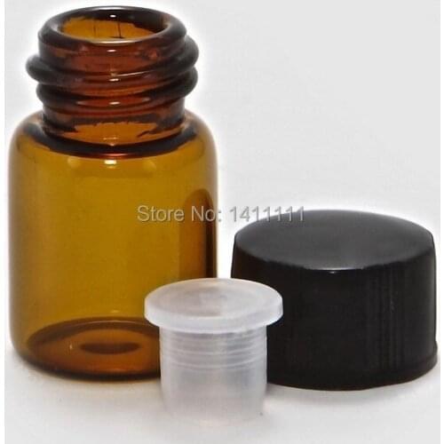 Factory Price 2ml Amber Glass Essential Oil Bottle with Orifice Reducer and cap 5000pcs wholesale by DHL EMS FREE Shipping