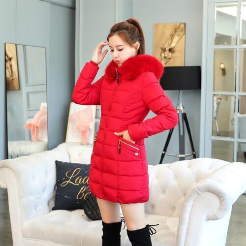 Womens winter jacket new high-end thick cotton clothing womens long section large size cap temperament womens clothing