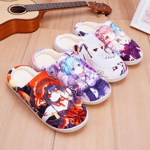 Winter Warm Anime Slippers For Women Girls Doma Umaru Miss Kobayashis Dragon Maid KannaKamui Re Rem Ram Cosplay Cute Shoes