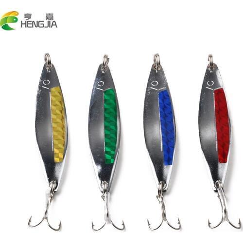 HENGJIA 1PC Metal Fishing Lure 24g Random 4 Colors Spoon SinKing Deep Water Fishing Tackle
