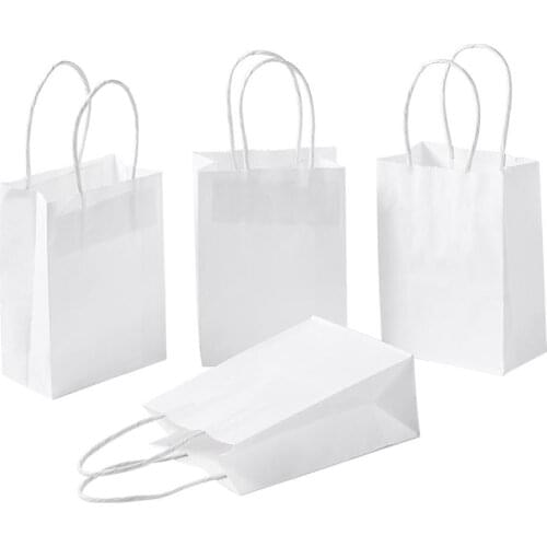 10pcs White Cyan Kraft Paper Bag Multifunction Gift Bags Shopping Bag Favor Candy Box with Handle Birthday Party Wedding Package