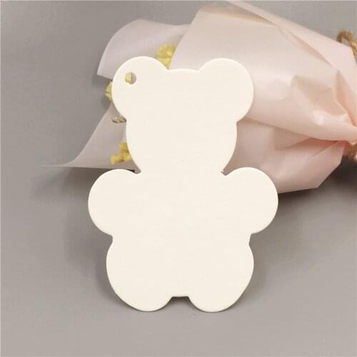 100Pcs/Lot Lovely Bear Pattern Blank Kraft Paperboard Hang Tags For Jewelry Accessory Bag Box Decorations Tags Customized 8x6cm