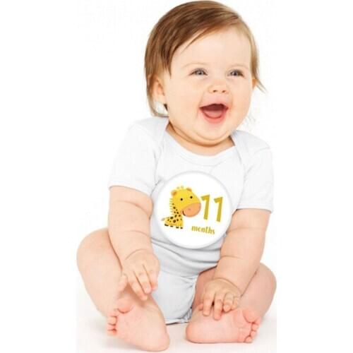 12 Pcs Baby Monthly Stickers Milestone Card Gender Track Baby First Year Month Q1FE