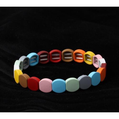 2019 Fashion Rubber Paint Colorful Bracelet Personality Paint Rainbow Polygon Arrowhead Bracelet Hand String Women Men Jewelry