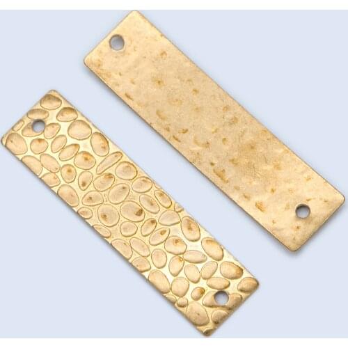 20pcs Raw Brass Rectangle Connectors 30x8mm, Yellow Brass Square Charm Pendants (RB-195)