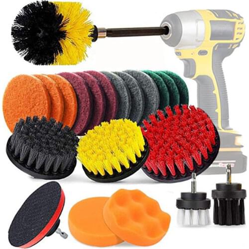 Universal Drill Brush Scrub Pads 22pcs Power Scrubber Cleaning kitchen Kit Purpose Cleaner Scrubbing Drill for Pool Boat Home