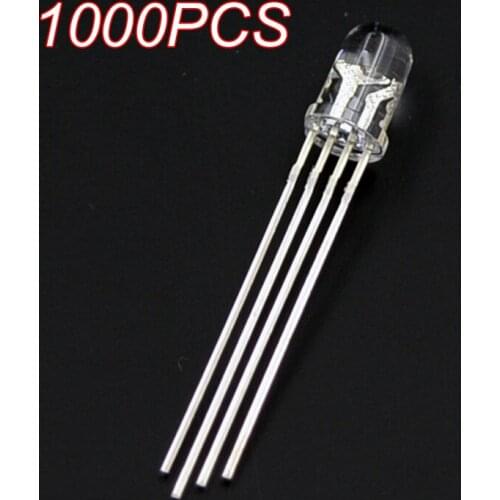 Free shipping 1000pcs 5mm RGB LED Common Anode Tri-Color Emitting Diodes f5 RGB