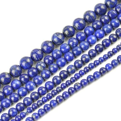 Free delivery Natural Stone Beads lapis lazuli Round Loose Beads 4/6/8/10/12 MM Pick Size for Jewelry Making DIY Necklace Brace