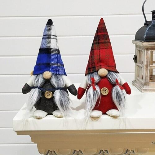 Baby Santa Claus Doll Christmas Gifts Decoration Supplies Plaid Cloth Nordic Doll Decorating Houses For Christmas Thanksgiving