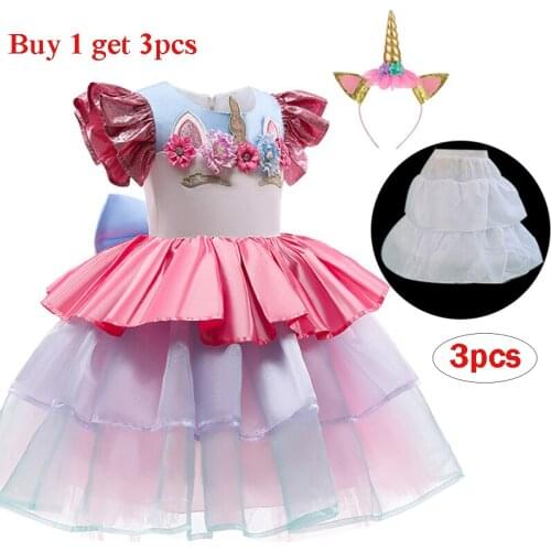 Teenage Girls Prom Dresses Flower Girl Elegant Party Wedding Dress Baby Girls Clothes Halloween Christmas Cosplay Costume 2-10Y
