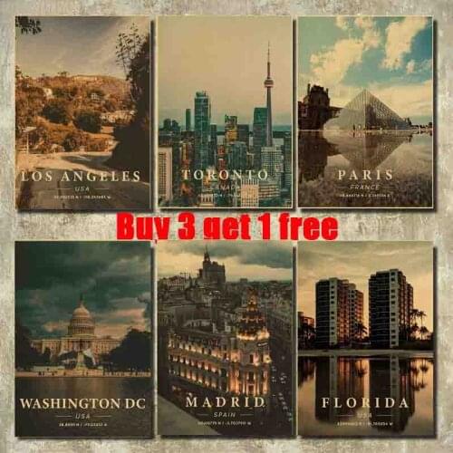 Home Decor Vintage Travel Poster New York City Posters Kraft Paper Landscape Art Painting Living Room Bar Wall Picture
