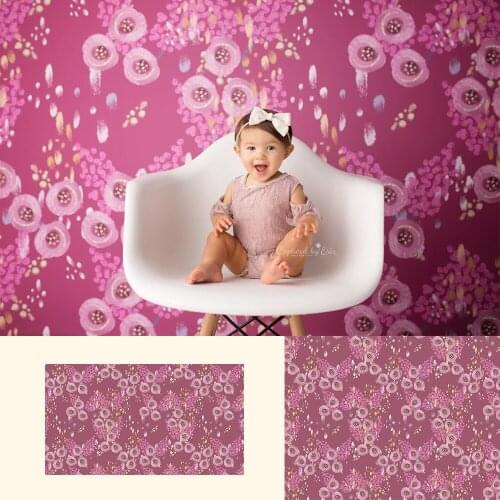 Red Flower-Baby Kids Portrait Backdrops Red Round Floral Backdrop Girls Millstone Cake Smash Art Photography Studio Prop