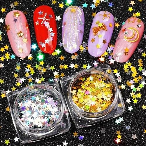 Holographic Laser Star Nail Sequins Glitter Powder Nails polish Gel Paillette Nail Art Accesorios Decorations Manicure Tool