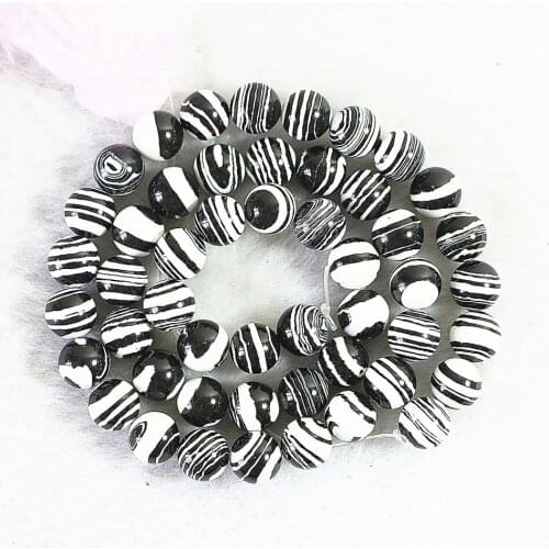 HOT Black&white zebra calaite turquoises stone bead 6mm 8mm 10mm 12mm new round loose Beads diy jewelry 15" B507
