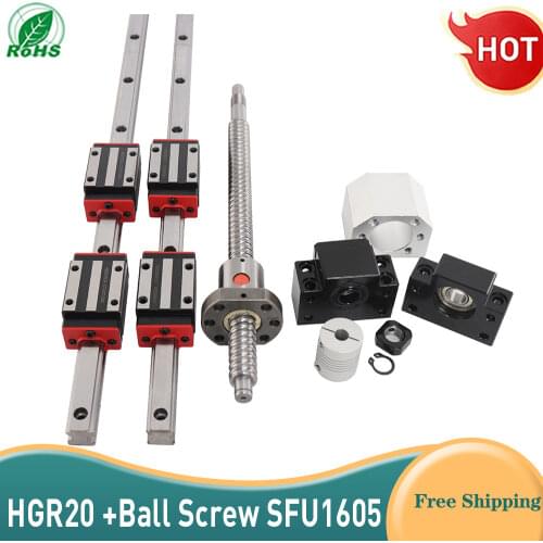 Hiwin HGR20 Linear Wizard Any Length+Ball Screw SFU1605+DSG16H+Linear Bearing Block+BK12/BF12+Coupler in 100% Same Linear Lane