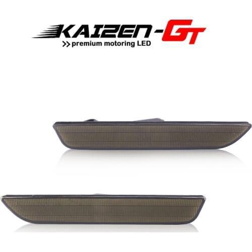 Kaizen-GT 2PCS Smoked Black Lens Car Rear Bumper Reflector Side Marker Light Cover Housings For 2010-2014 Ford Mustang