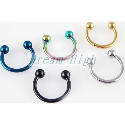 Black Gold-color Titanium Nose Ring Lip Ring Body Piercing 316L Surgica Steel 100pcs/lot Mixed Color Belly Ring 1.2MM BCR